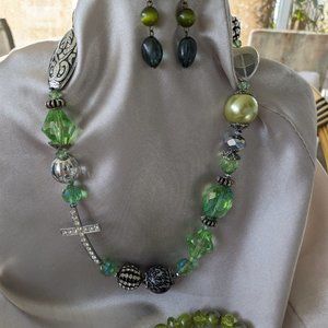 Vintage Cross necklace/Bracelet and earrings set